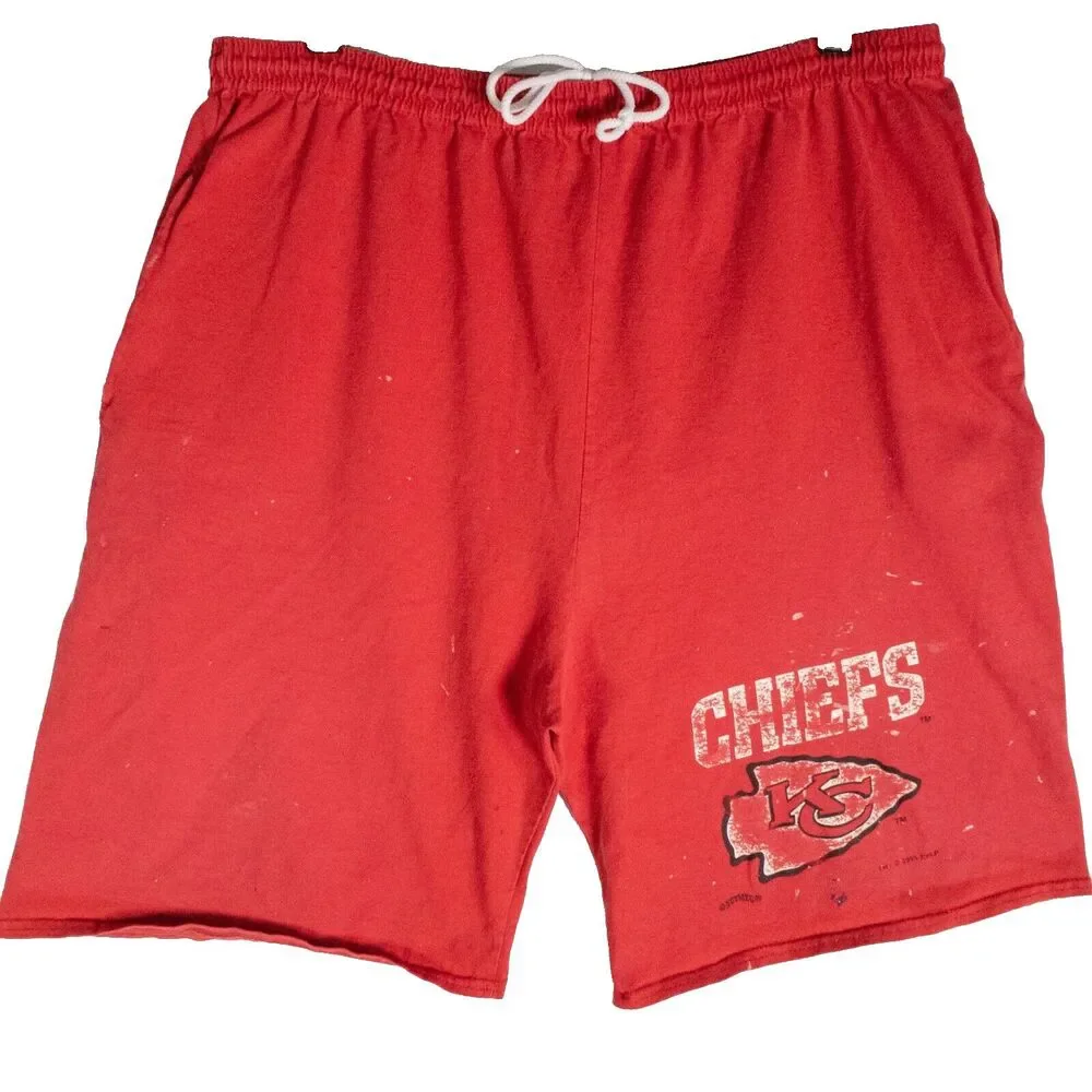 Vintage 1993 Kansas City Chiefs Nutmeg Shorts Men's Size XL Thrashed Distressed